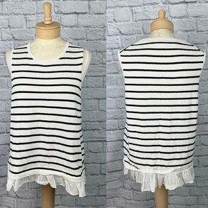 J. Crew Factory Stripe Sweater Tank With Lace Hem Size XL